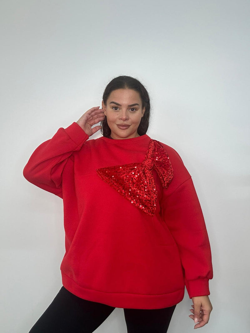 Sequin Bow Sweat Top