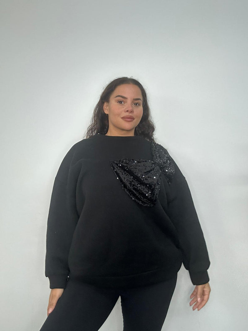 Sequin Bow Sweat Top