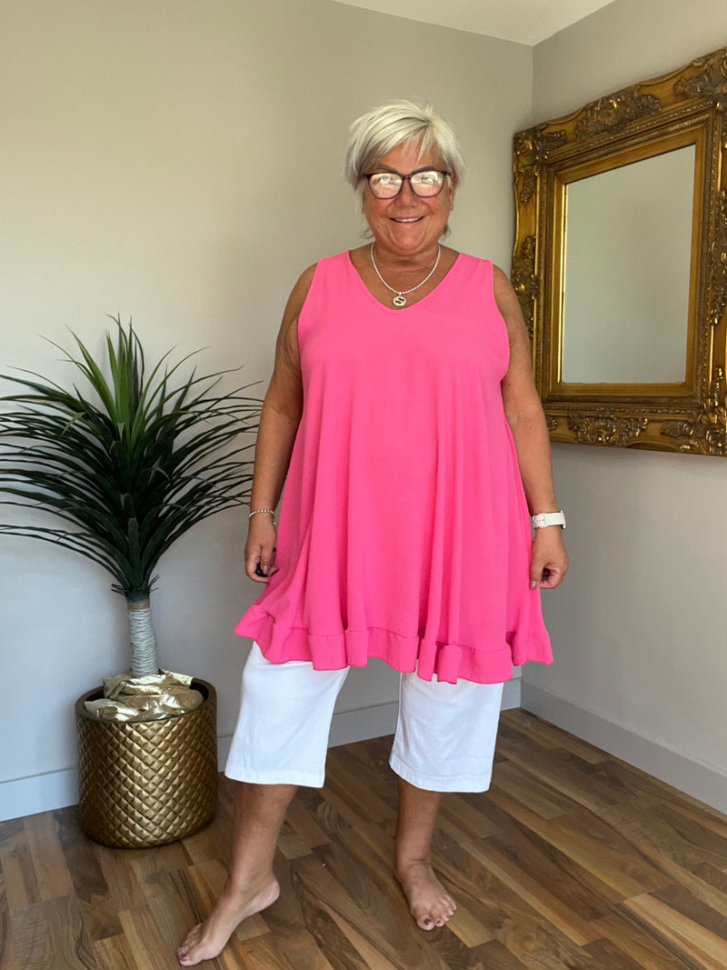 Sleeveless Frill Trim Top