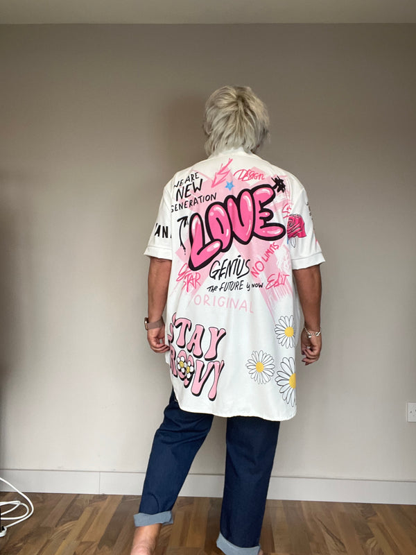 Lightweight Graffiti Design Shirt