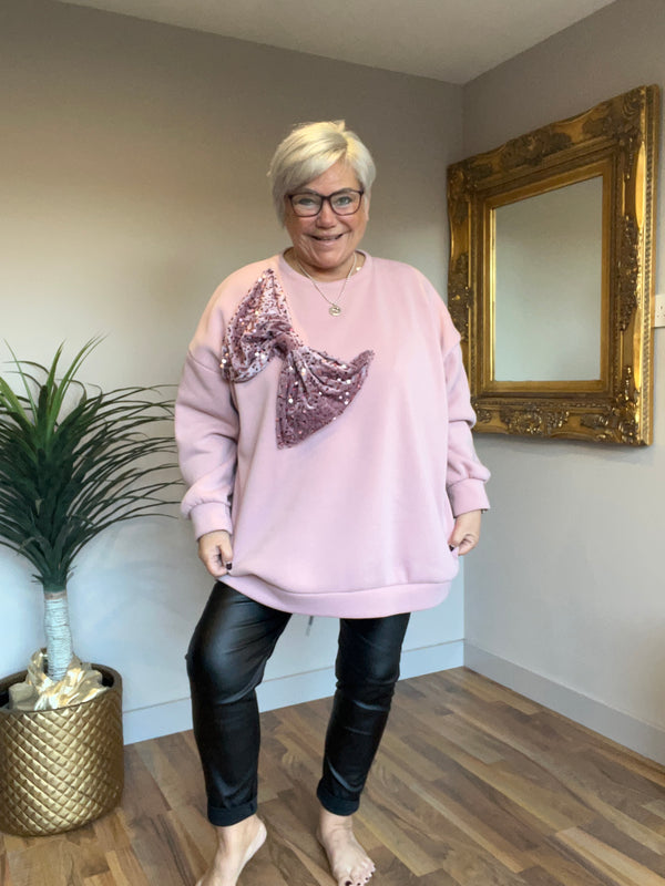 Sequin Bow Sweat Top