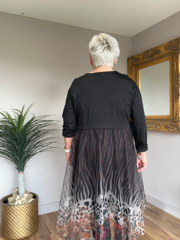 Funky Net Skirt Dress- Animal and Floral Print