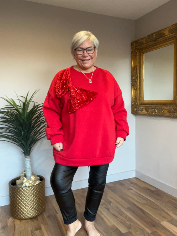 Sequin Bow Sweat Top