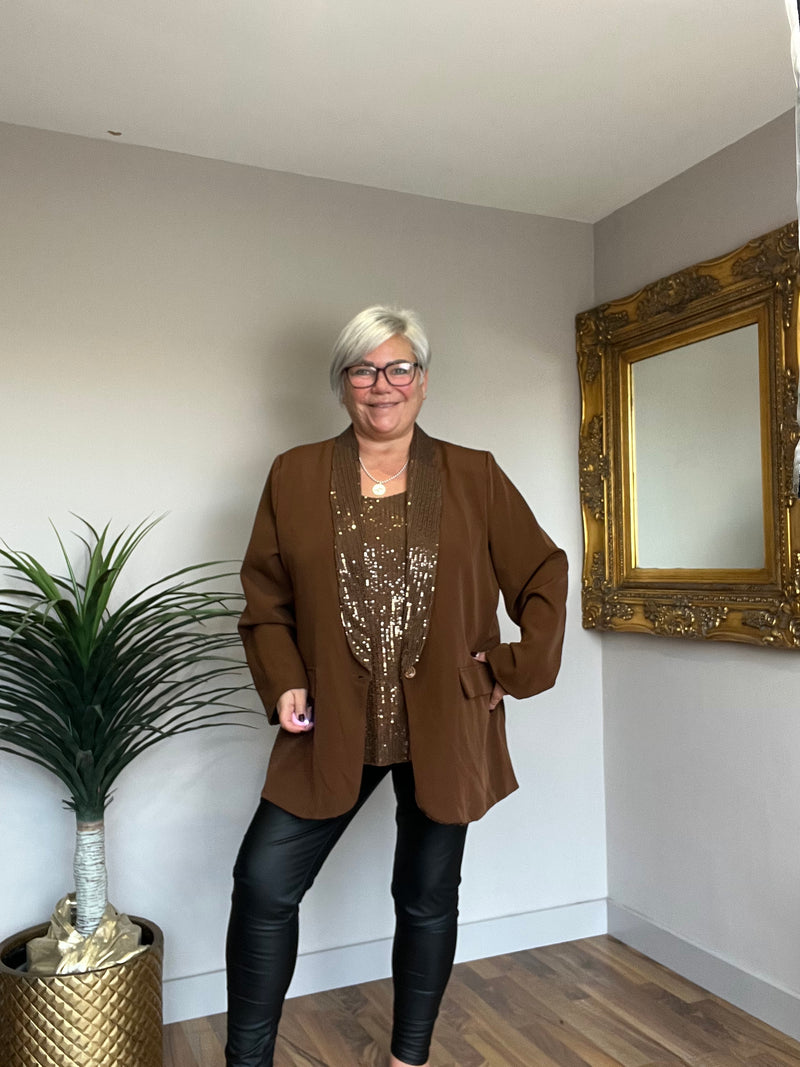 Sequin Lapel Blazer