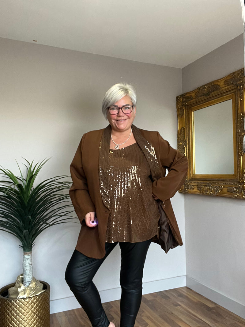 Sequin Lapel Blazer