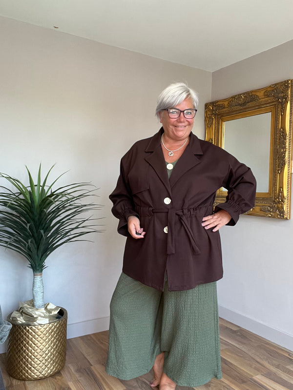 Casual Stretch Gold Button Jacket