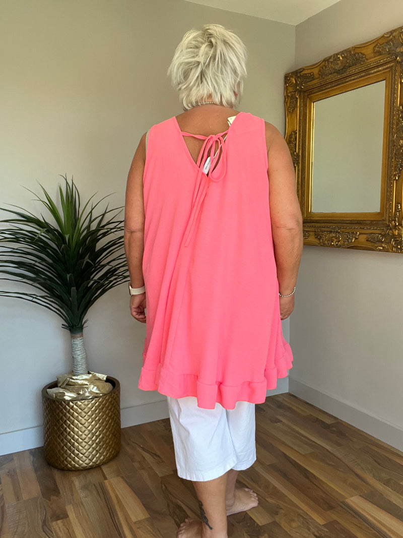 Sleeveless Frill Trim Top