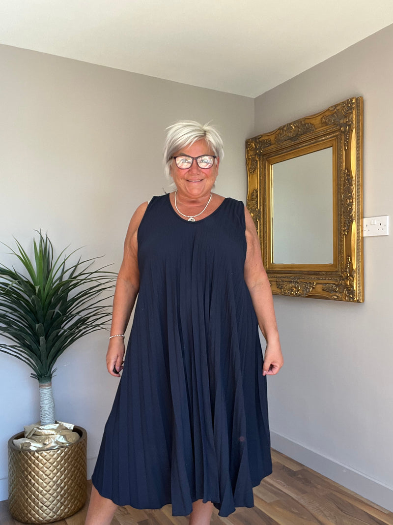 Suzi Sleeveless Pleated Dress
