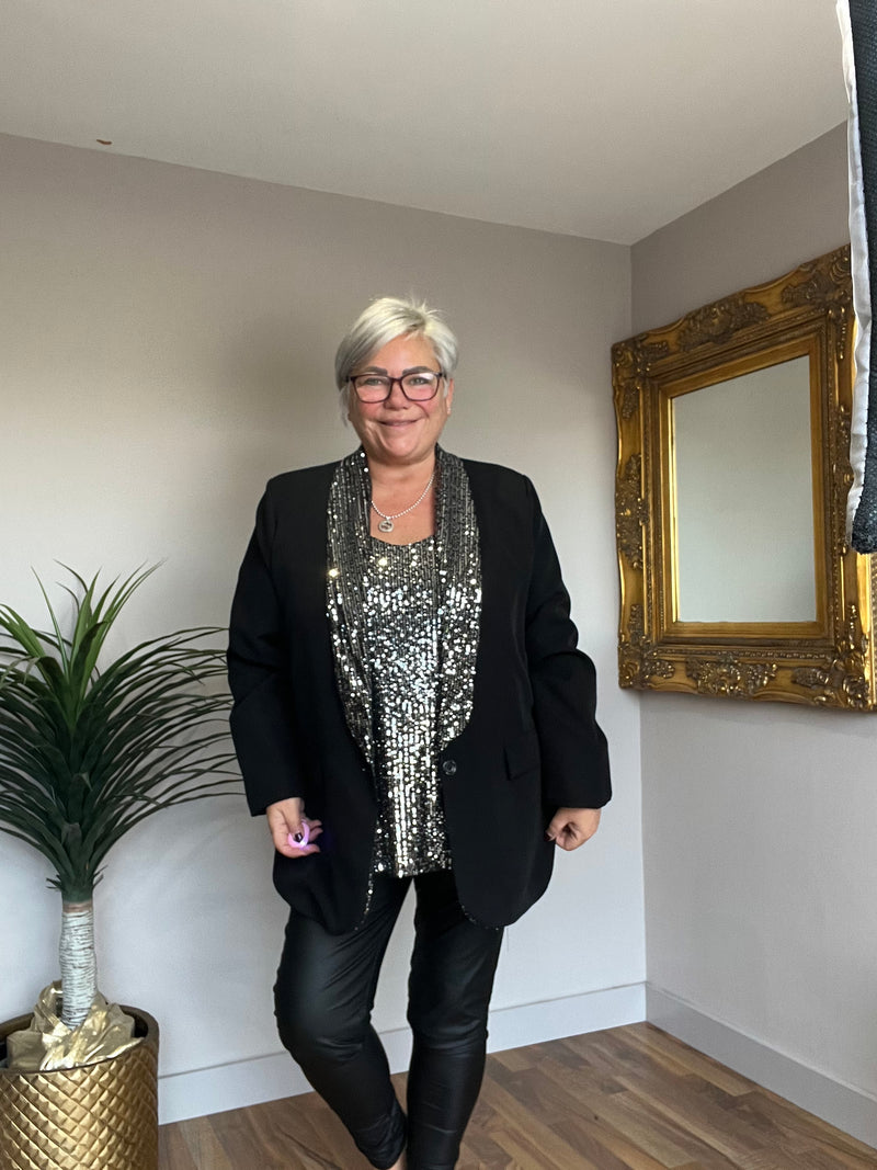 Sequin Lapel Blazer