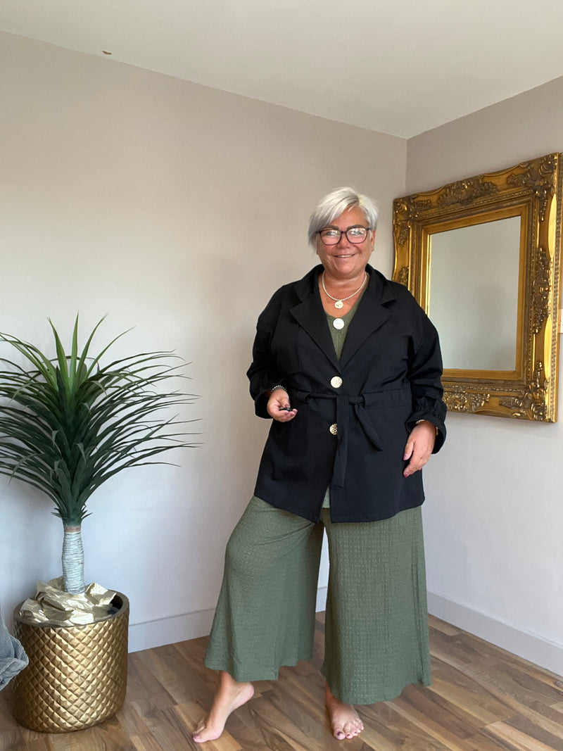 Casual Stretch Gold Button Jacket