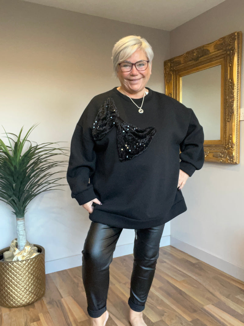Sequin Bow Sweat Top