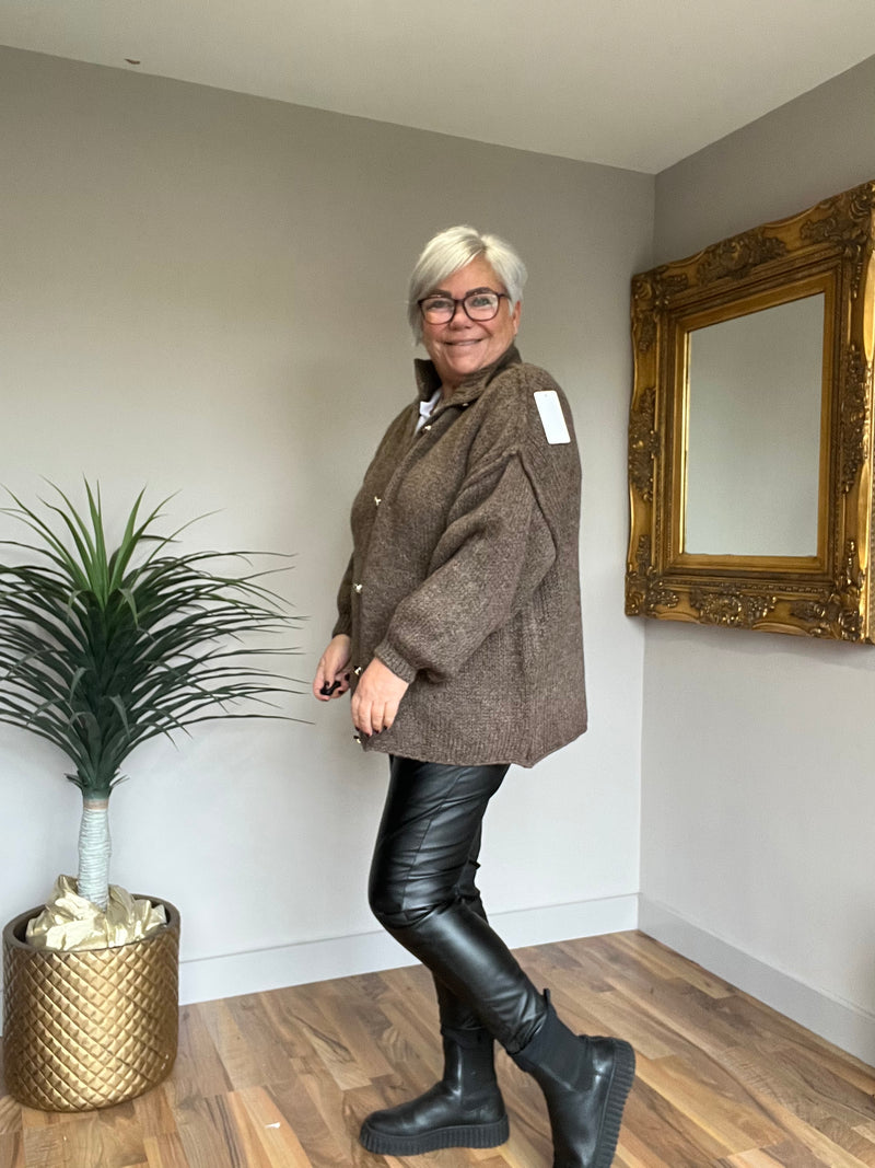 Lightweight Wool Mix Slouch Cardigan