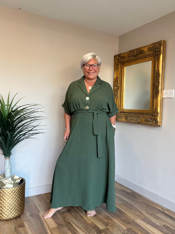 Pearla Plain Belted Dress