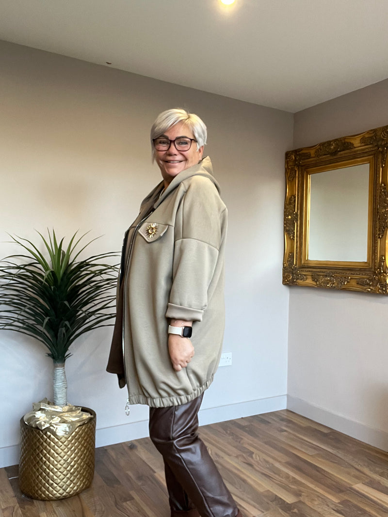 Zip Jacket with Detachable Brooch
