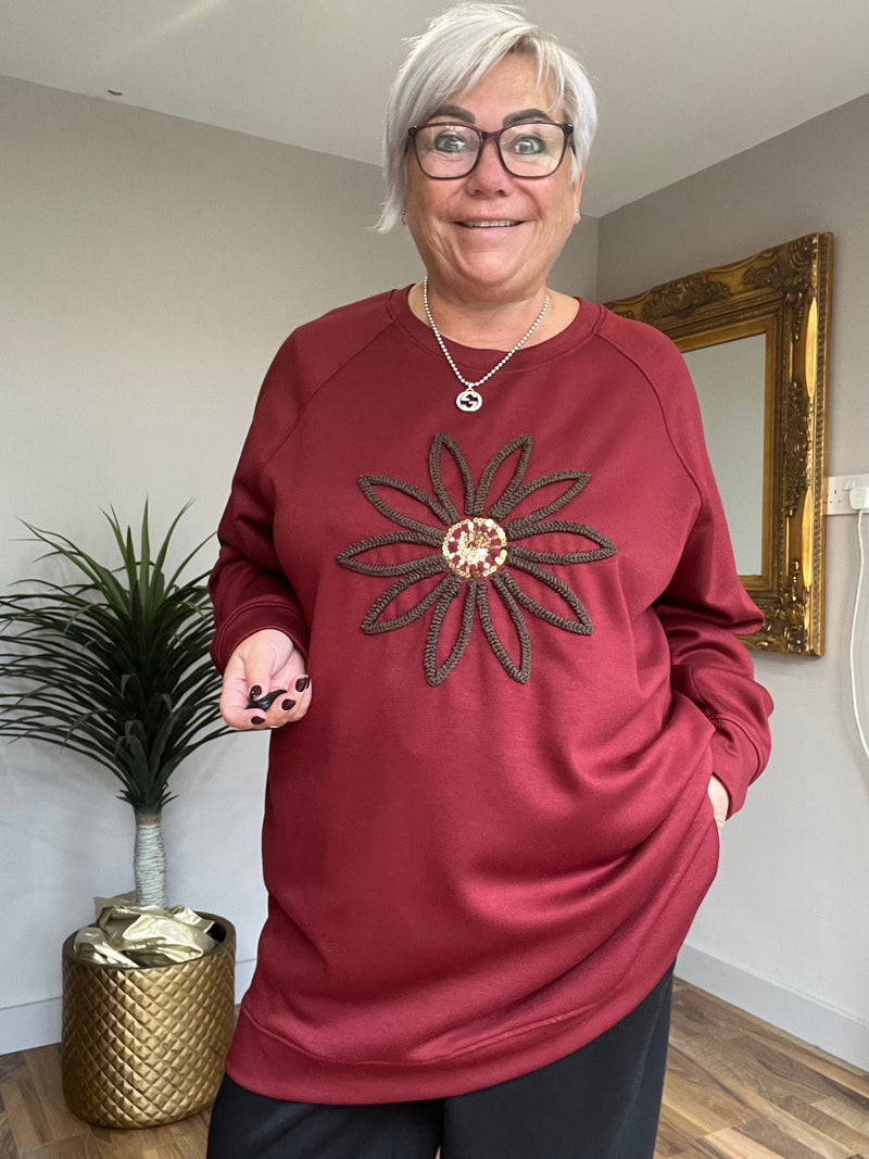 Flower detail sweat top