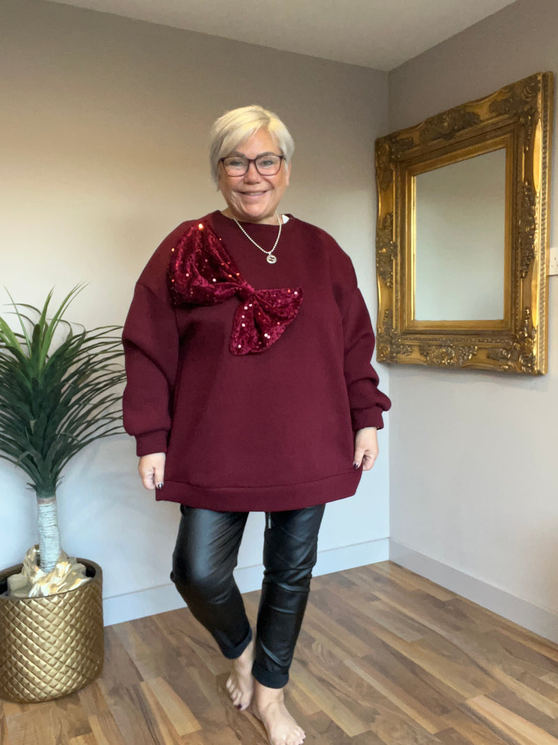 Sequin Bow Sweat Top