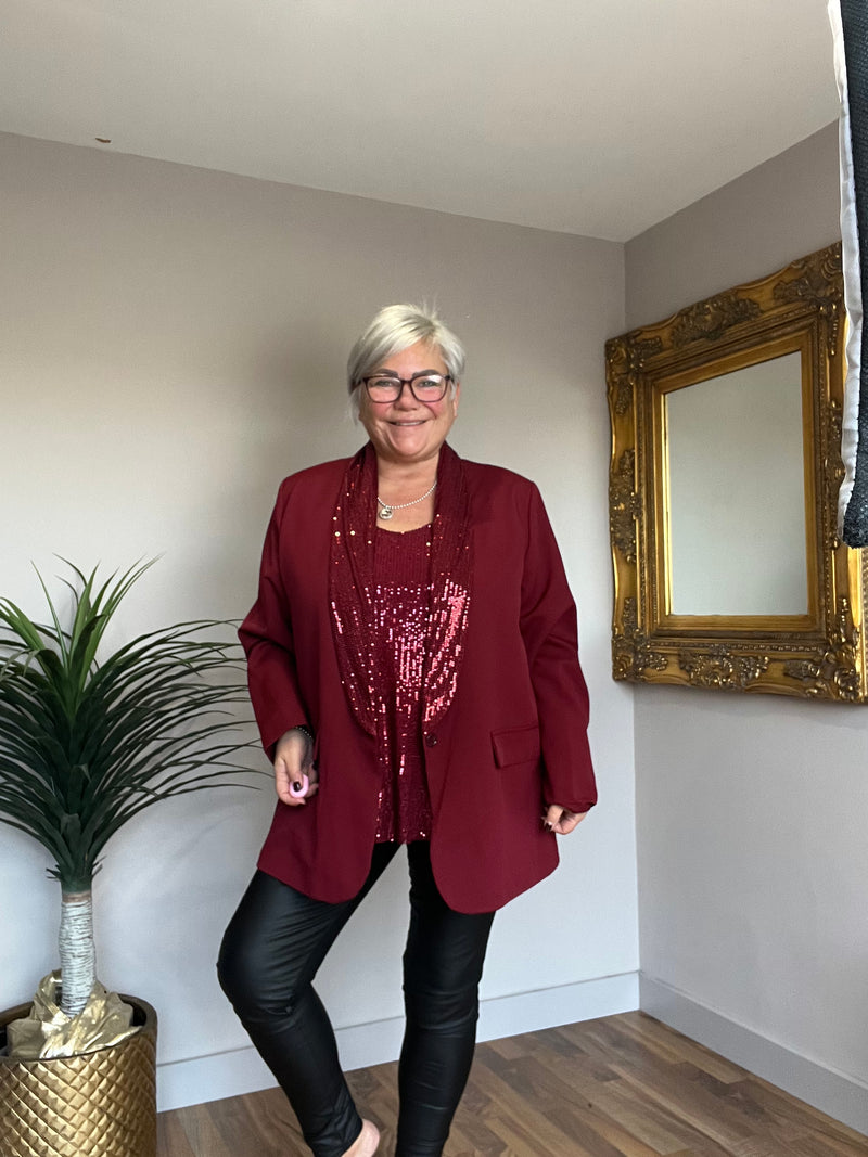 Sequin Lapel Blazer