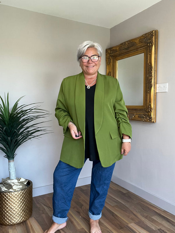 Ruche Sleeve Lined Blazer