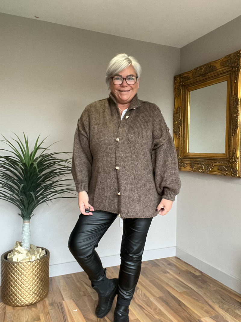 Lightweight Wool Mix Slouch Cardigan