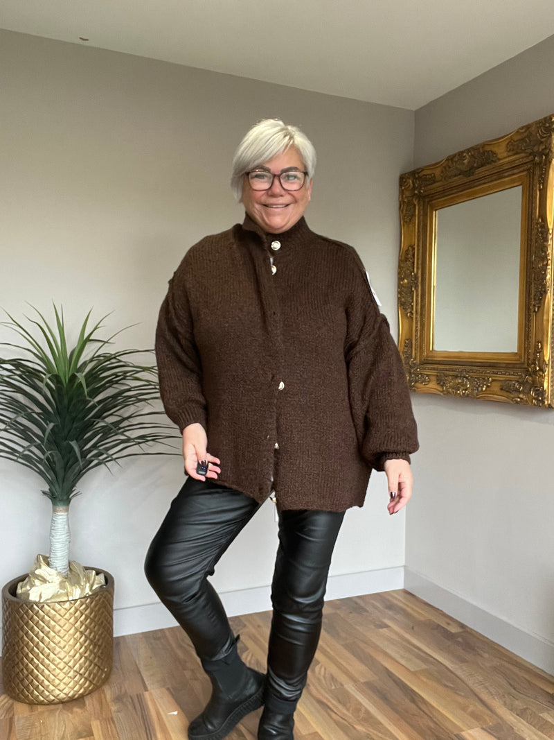 Lightweight Wool Mix Slouch Cardigan