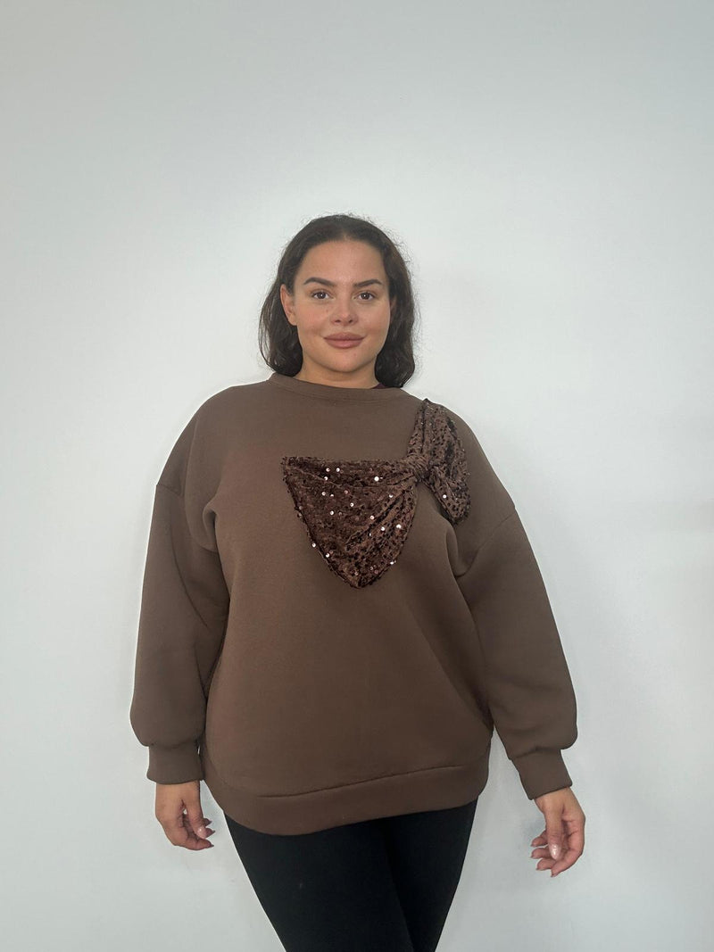 Sequin Bow Sweat Top