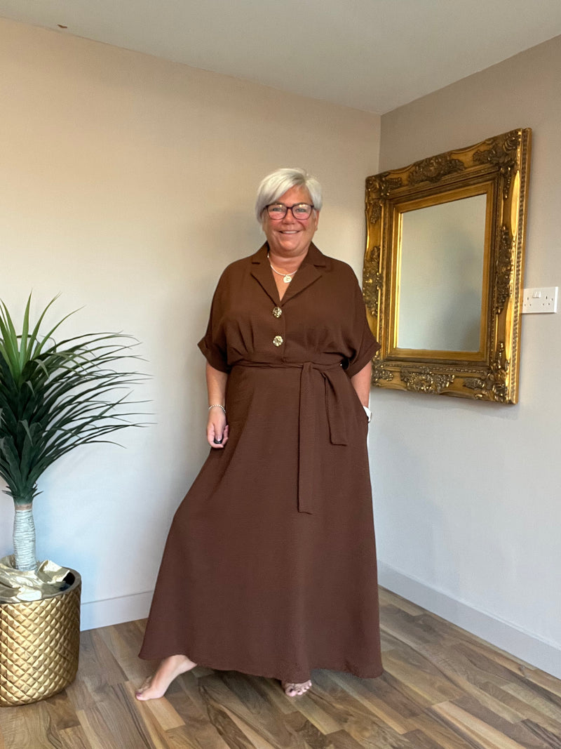 Pearla Plain Belted Dress