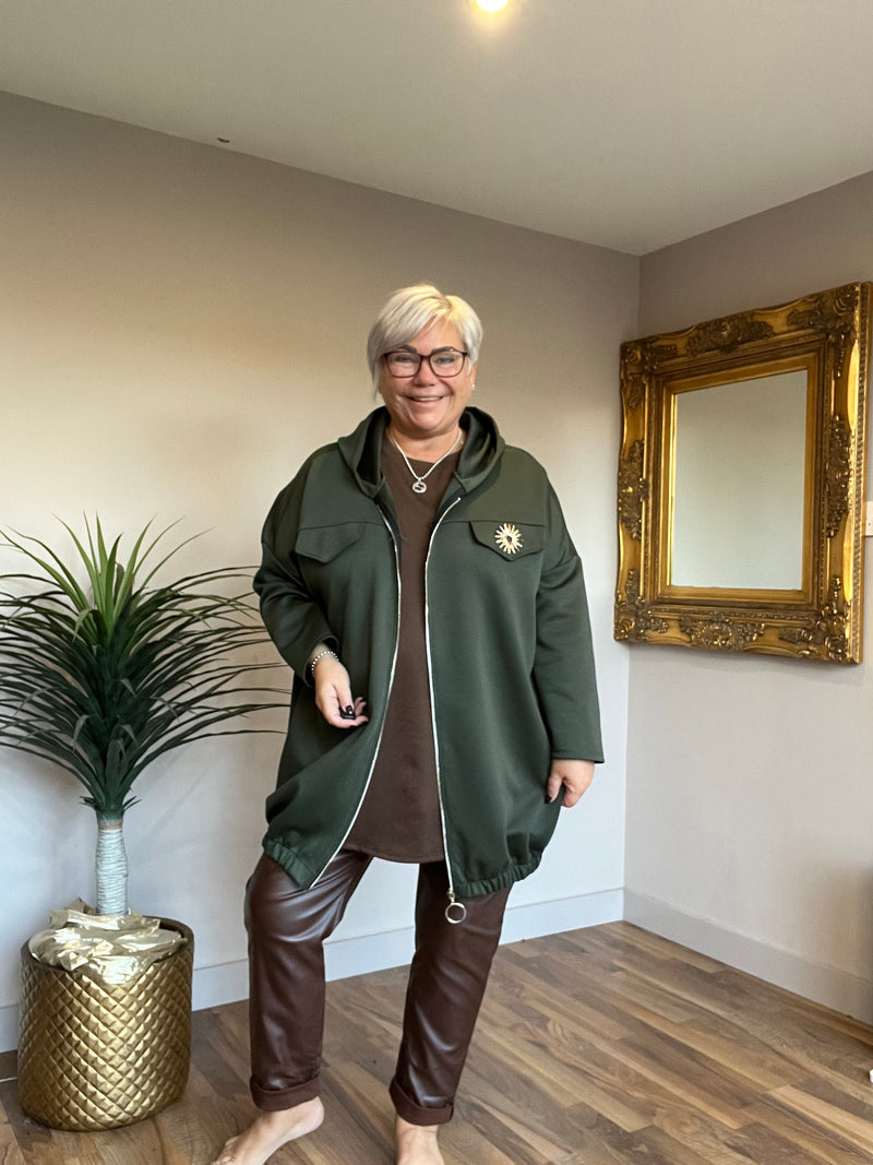 Zip Jacket with Detachable Brooch