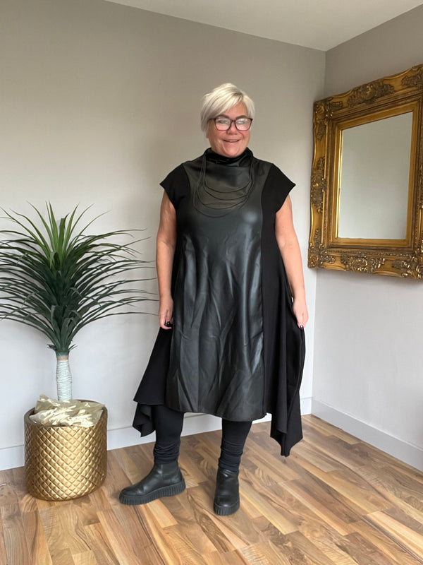 Unique Pu Dress with Necklace