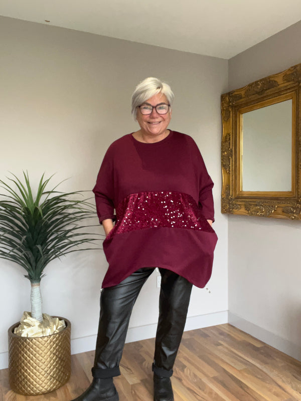 Sequin Zip Sweat Top