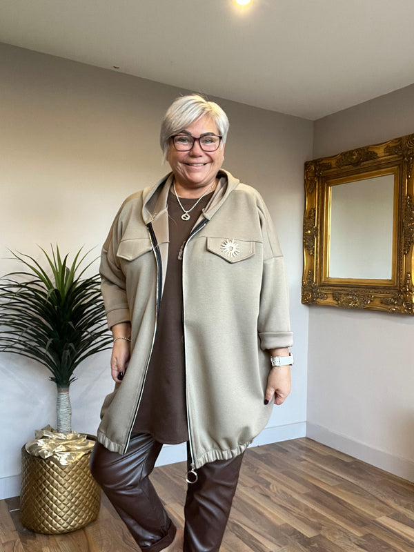 Zip Jacket with Detachable Brooch