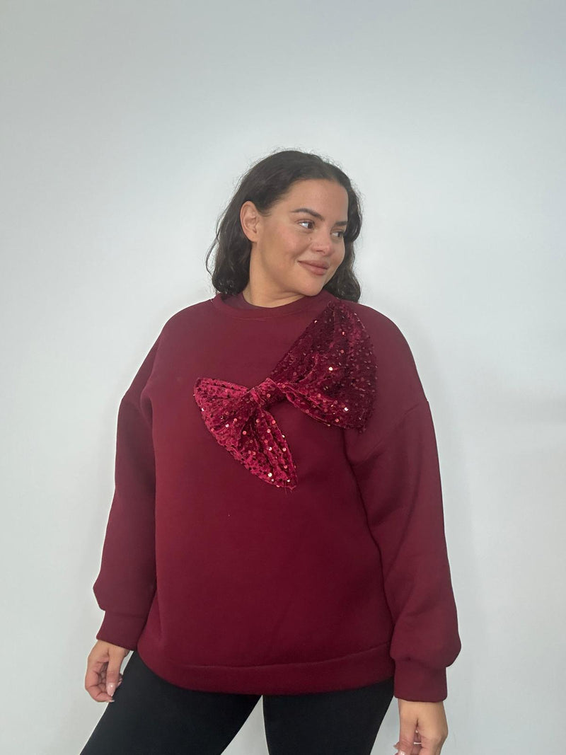Sequin Bow Sweat Top