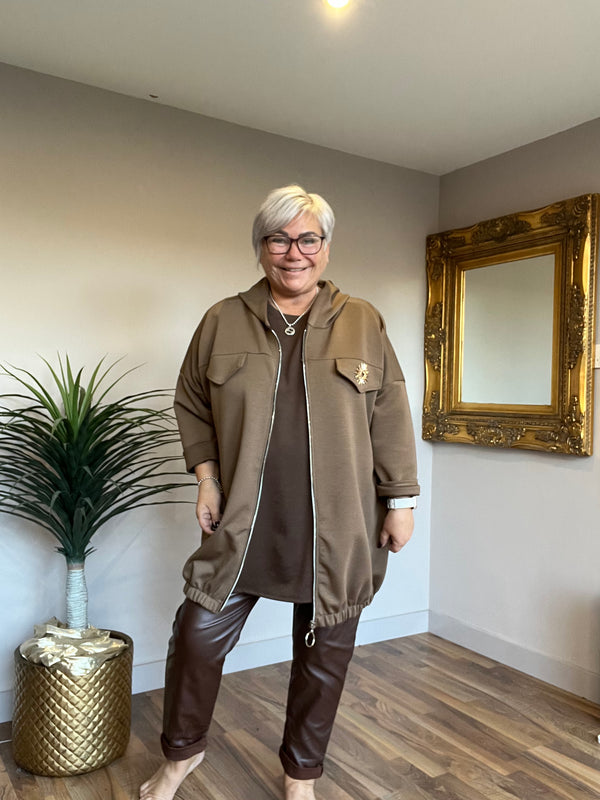 Zip Jacket with Detachable Brooch