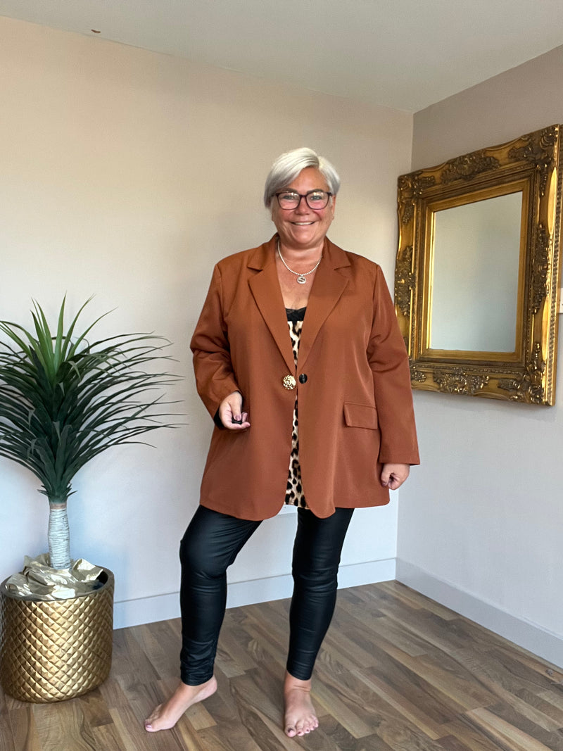 Lined Blazer with Gold Detachable Brooch