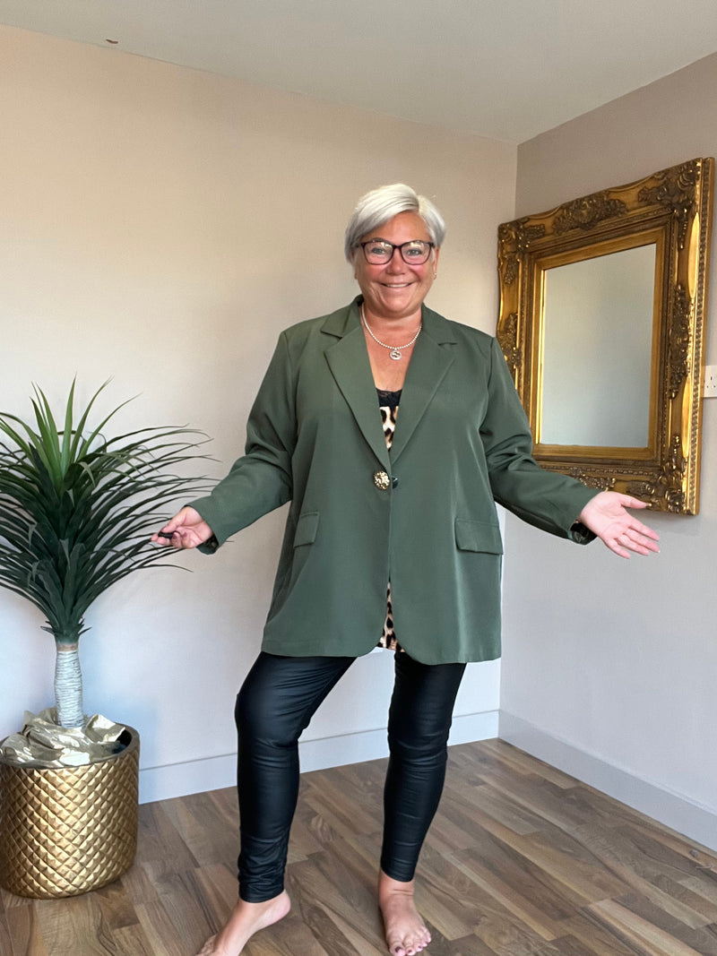 Lined Blazer with Gold Detachable Brooch