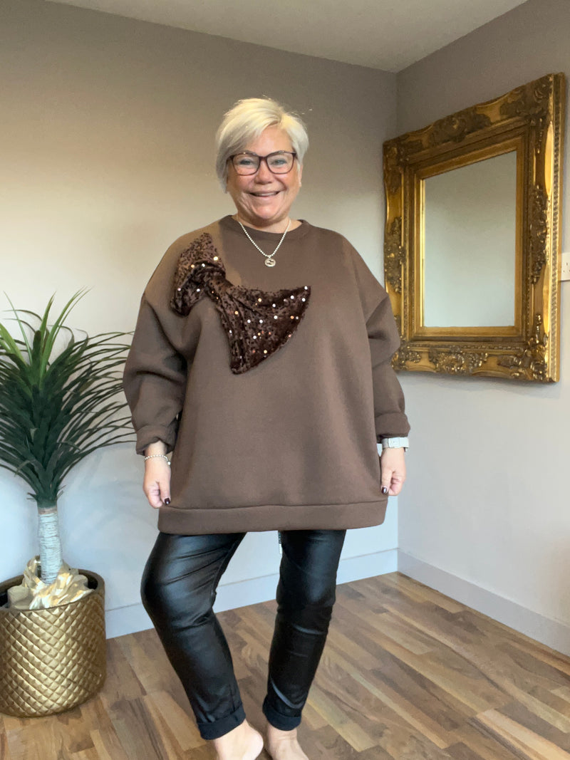 Sequin Bow Sweat Top