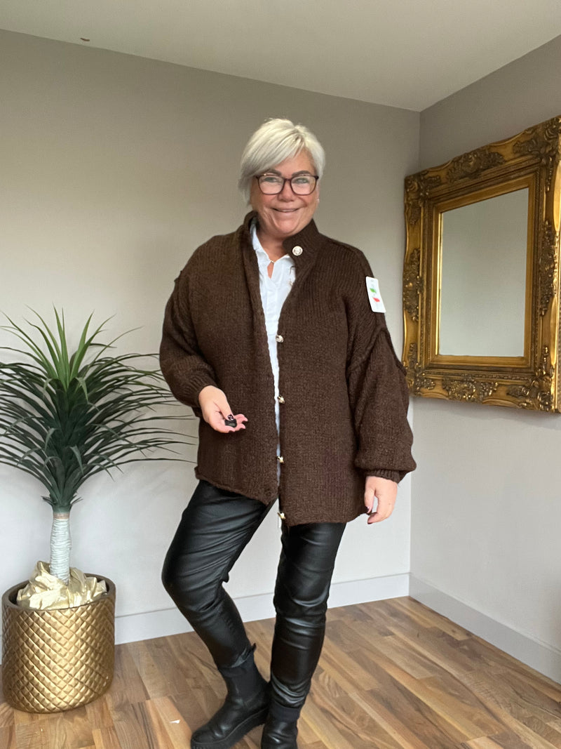 Lightweight Wool Mix Slouch Cardigan