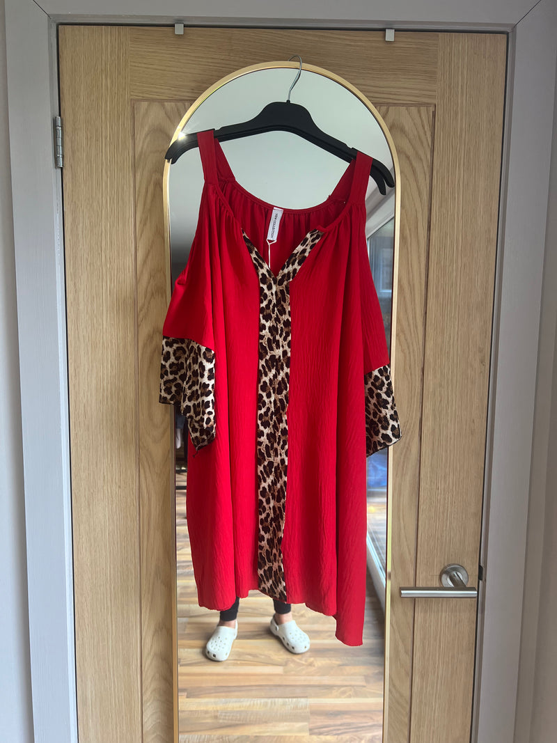 Fee Fee Animal Print Cold Shoulder Top